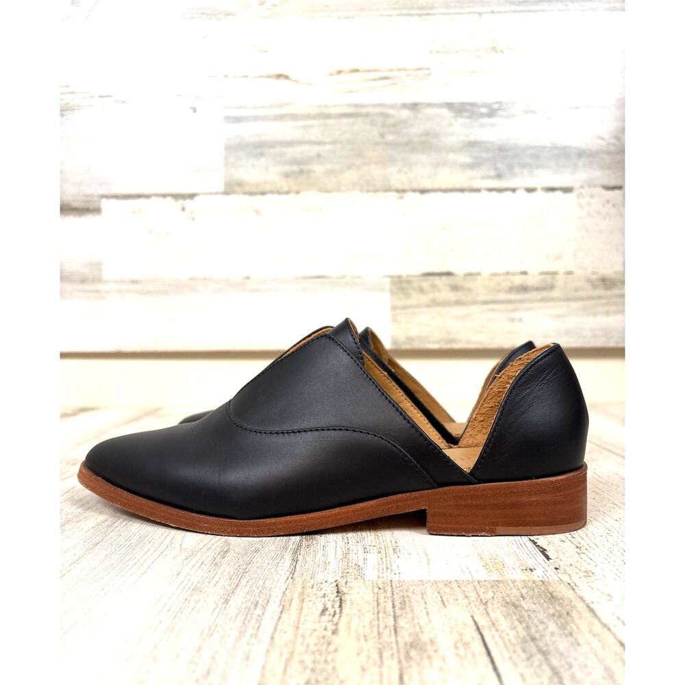 Nisolo Womens 9 Black Leather Emma D'Orsay Oxford Flat Shoes Luxe